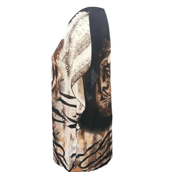 Womens Graphic Tunic Top Size Med Tiger Face All Over Photo Print Beach Cover Up - Picture 3 of 6